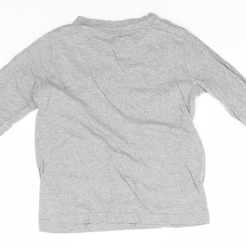 F&F Boys Grey Solid Cotton  Pyjama Top Size 6-7 Years