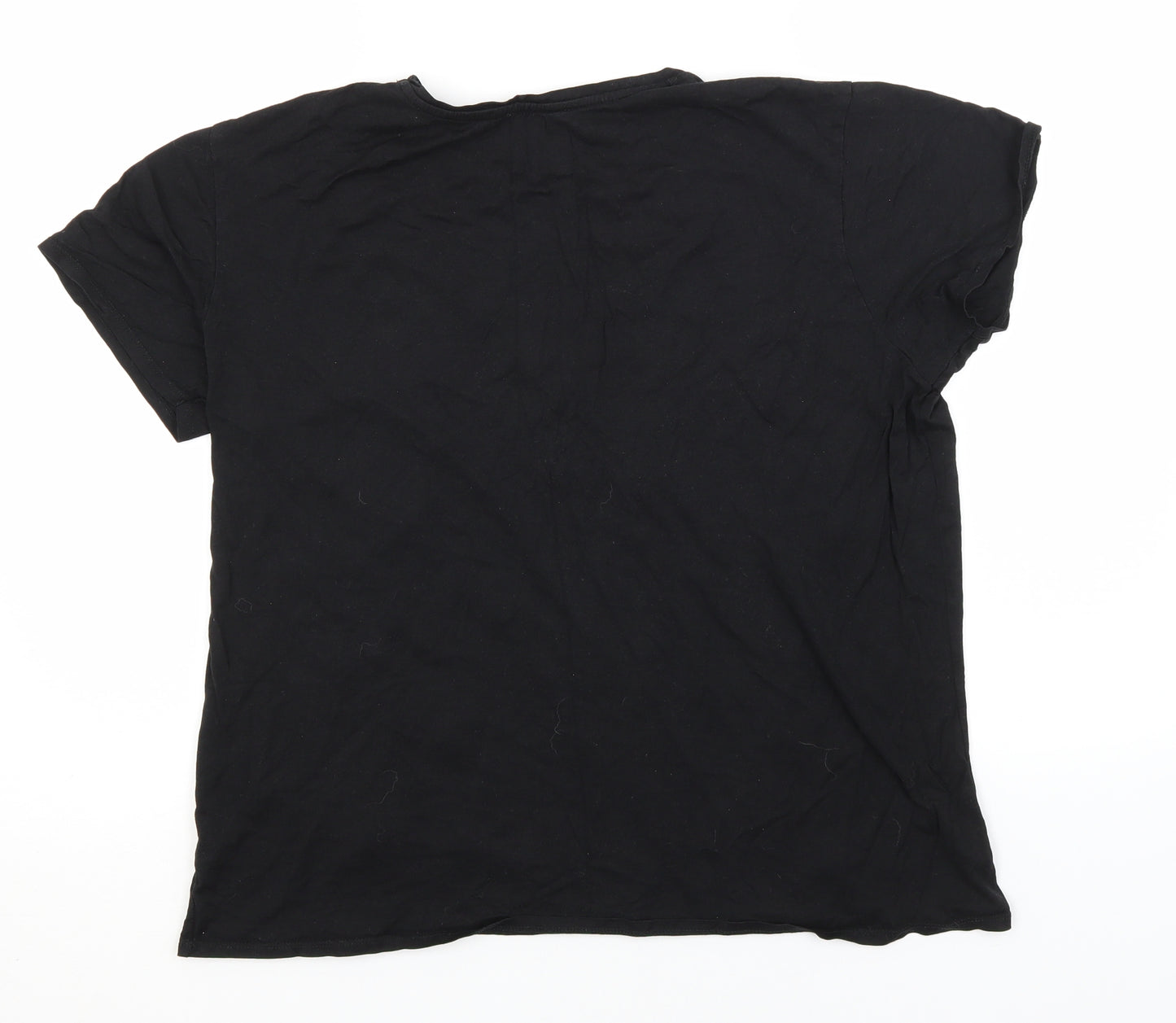 Zara Womens Black   Basic T-Shirt Size L Round Neck - Dinosaurs