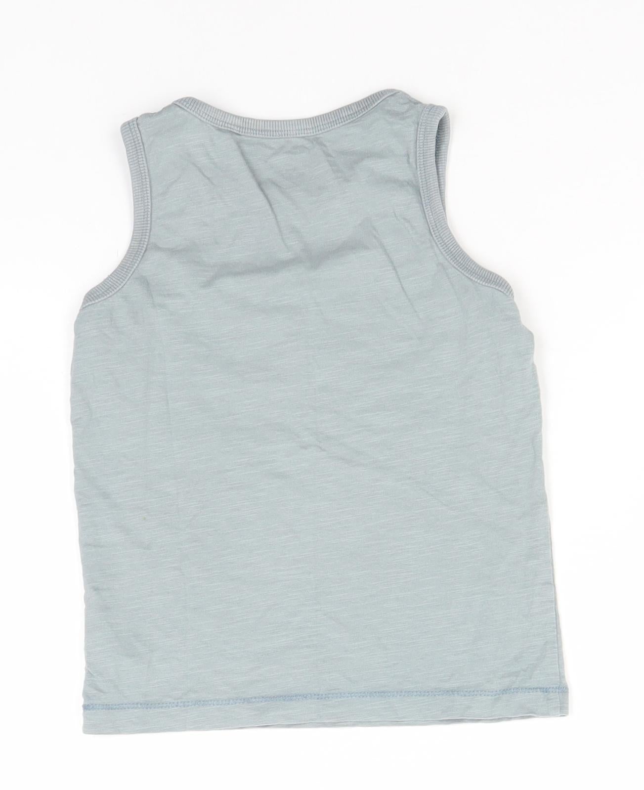 NEXT Boys Green  Cotton Basic Tank Size 5 Years Round Neck
