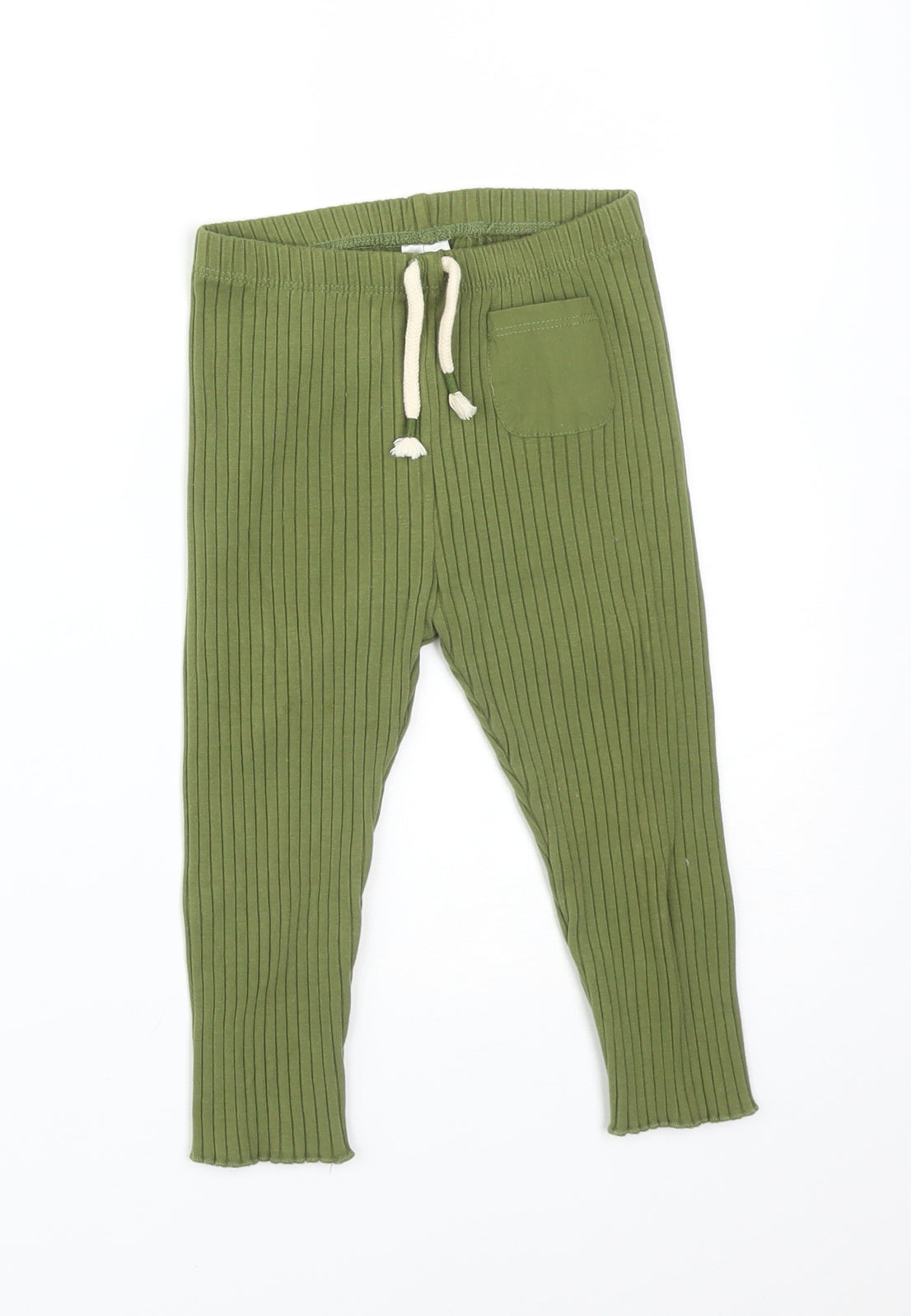 NEXT Girls Green Striped Cotton  Leggings Size 18-24 Months