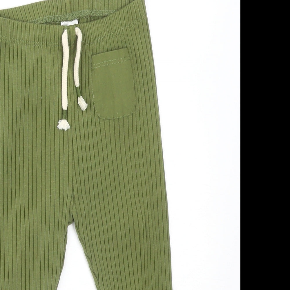 NEXT Girls Green Striped Cotton  Leggings Size 18-24 Months