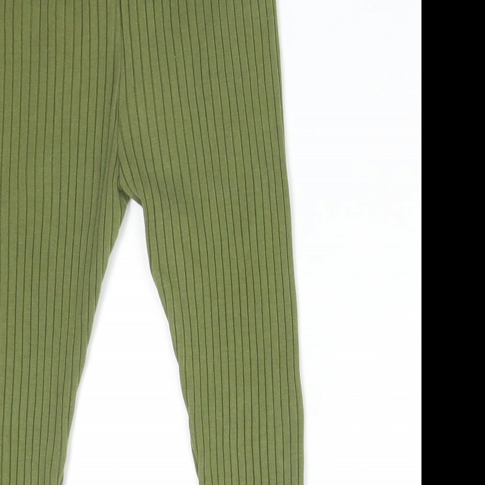 NEXT Girls Green Striped Cotton  Leggings Size 18-24 Months