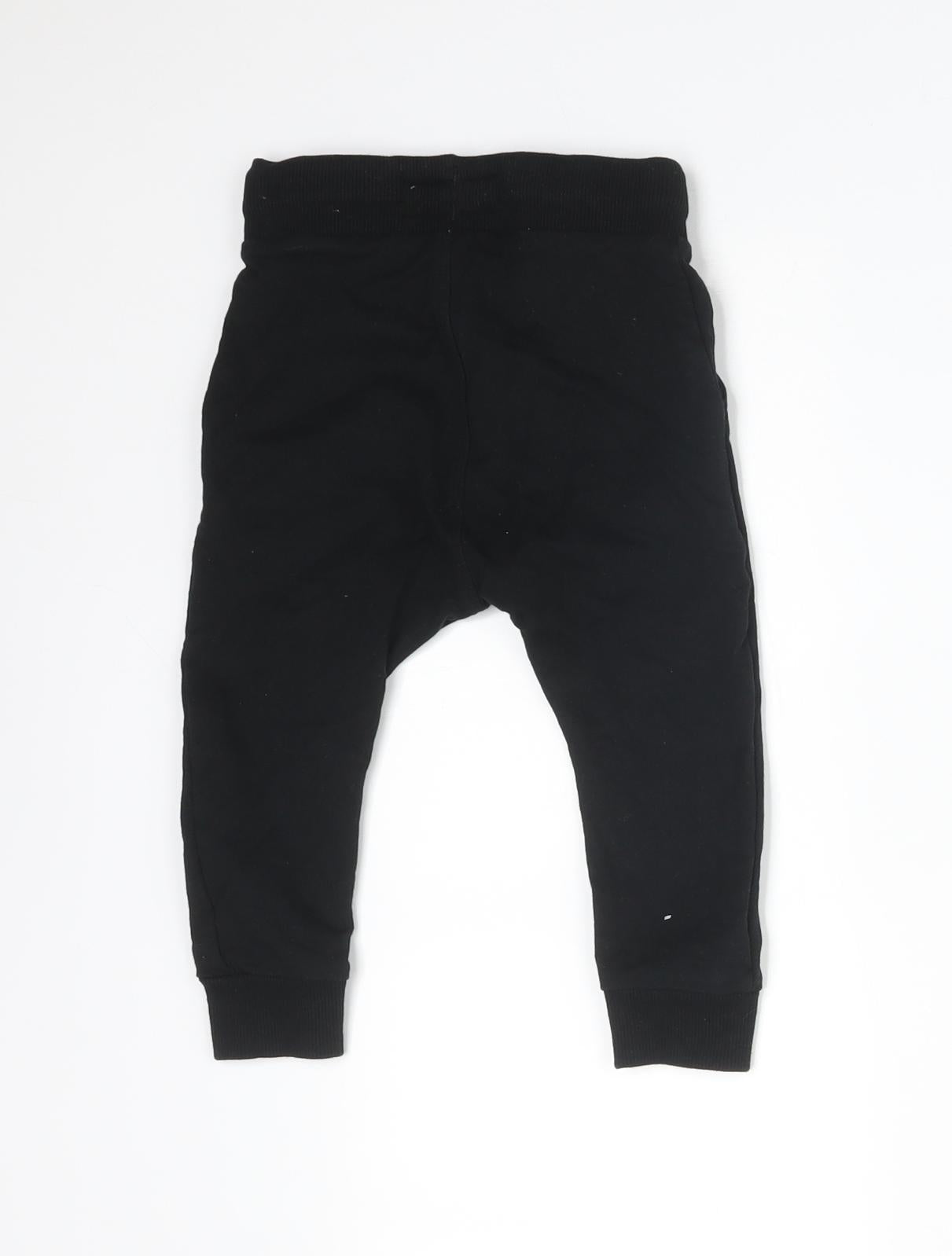 NEXT Baby Black  Cotton Jogger Trousers Size 12-18 Months