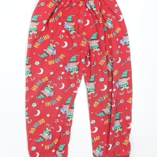 Made By Elves Boys Red Solid Cotton  Pyjama Pants Size 5-6 Years   - CHRISTMAS ELVES