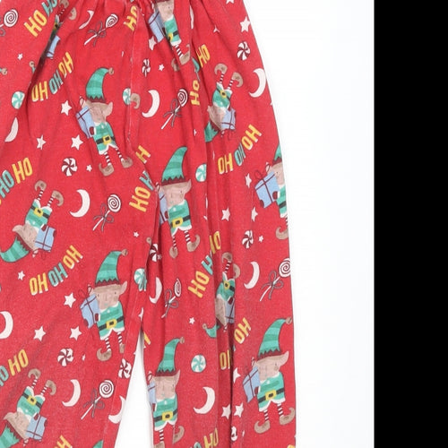 Made By Elves Boys Red Solid Cotton  Pyjama Pants Size 5-6 Years   - CHRISTMAS ELVES