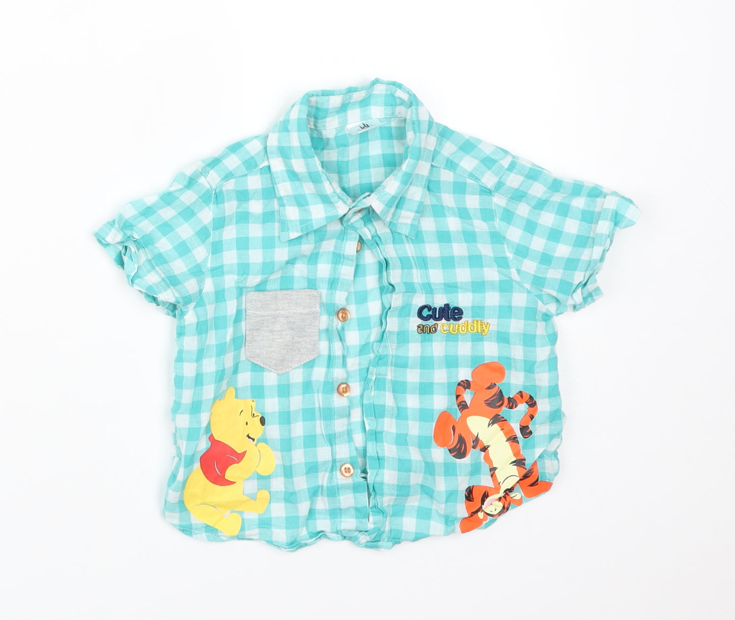 Disney Boys Multicoloured Check Cotton Basic Button-Up Size 12-18 Months Collared  - WINNIE THE POOH AND FRIENDS