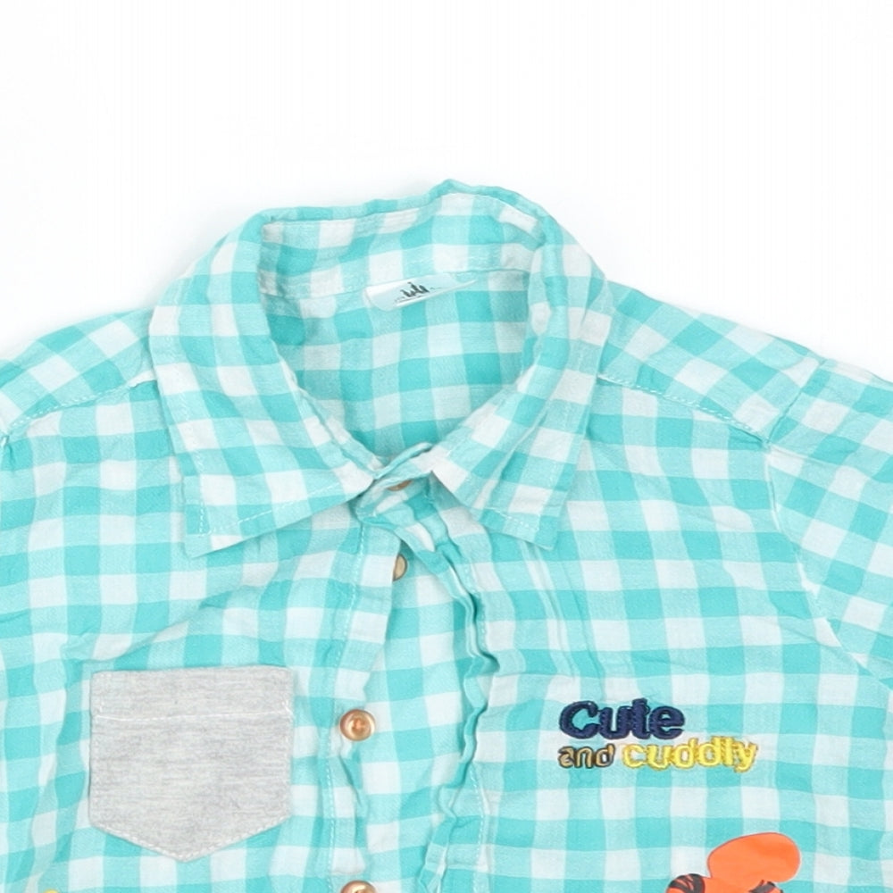 Disney Boys Multicoloured Check Cotton Basic Button-Up Size 12-18 Months Collared  - WINNIE THE POOH AND FRIENDS