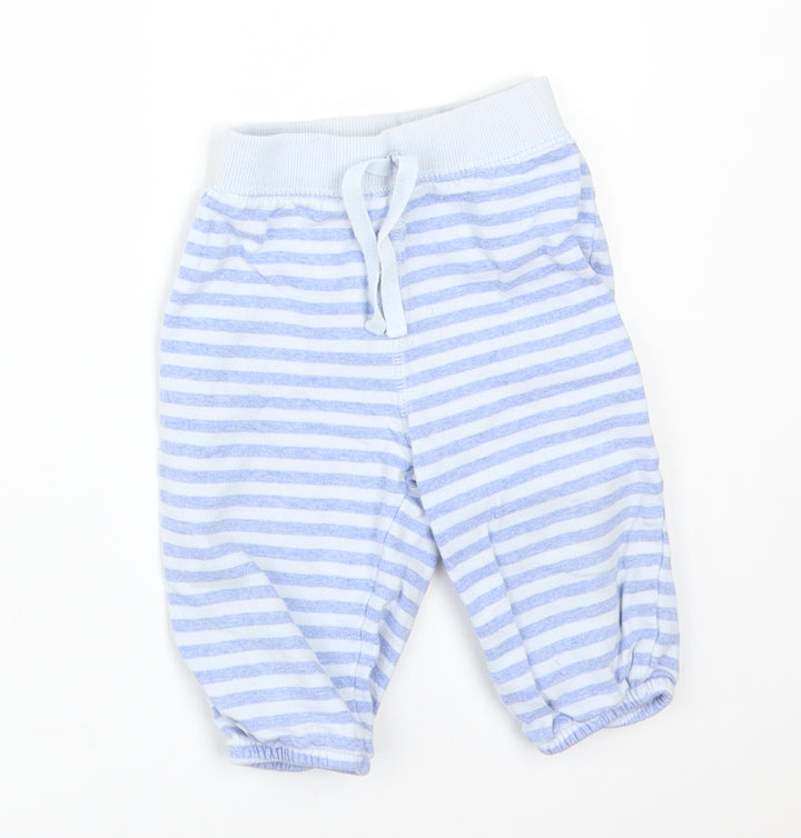 Matalan Baby Multicoloured Striped Cotton Jogger Trousers Size 6-9 Months