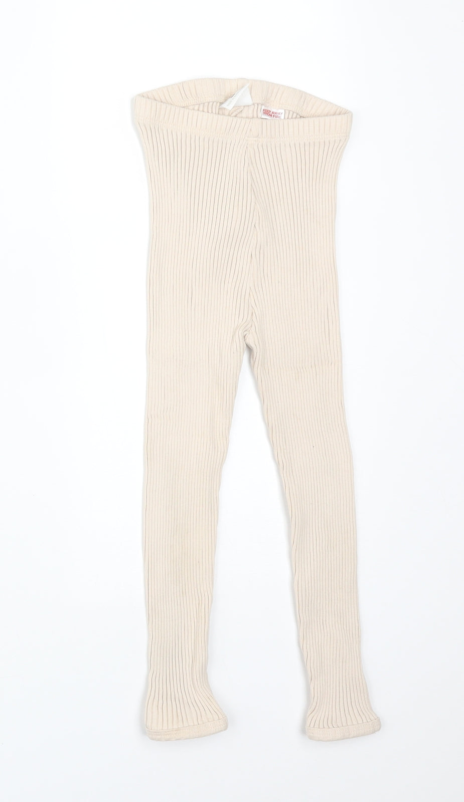 Zara Girls Beige Striped Cotton  Trousers Size 3-4 Years  Regular  - LEGGINGS