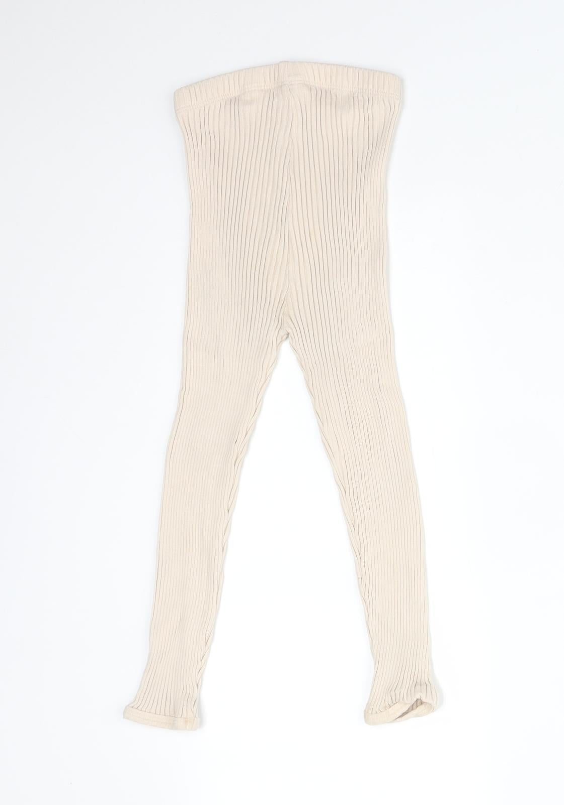 Zara Girls Beige Striped Cotton  Trousers Size 3-4 Years  Regular  - LEGGINGS