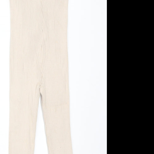 Zara Girls Beige Striped Cotton  Trousers Size 3-4 Years  Regular  - LEGGINGS