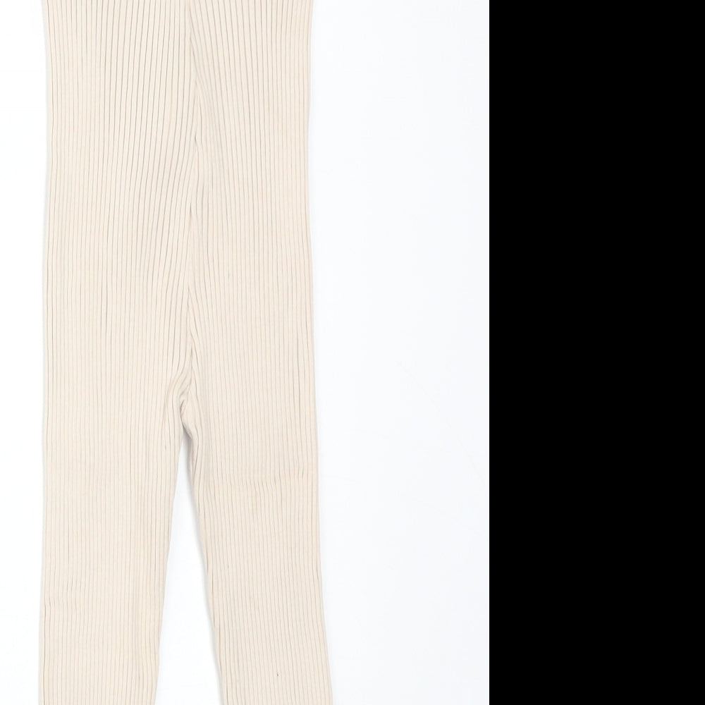 Zara Girls Beige Striped Cotton  Trousers Size 3-4 Years  Regular  - LEGGINGS