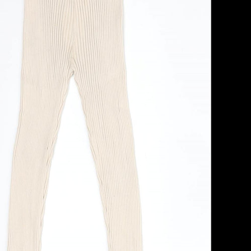 Zara Girls Beige Striped Cotton  Trousers Size 3-4 Years  Regular  - LEGGINGS