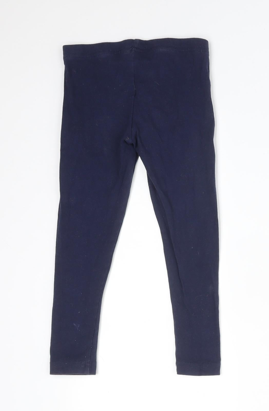 Primark Girls Blue  Cotton  Trousers Size 3-4 Years  Regular  - LEGGINGS