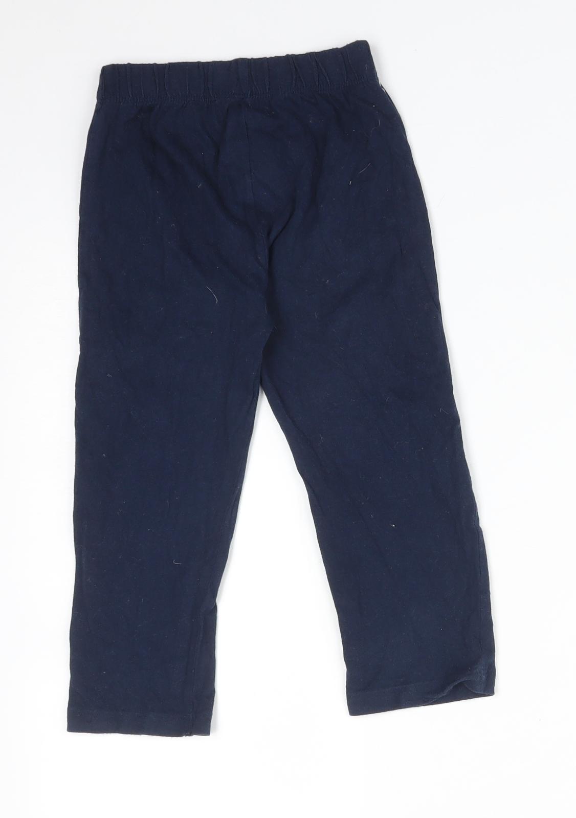 Young Dimension Boys Blue Solid Cotton  Pyjama Pants Size 2-3 Years