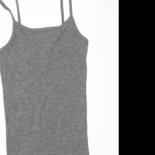 Primark Womens Grey Striped Polyester Bodysuit One-Piece Size 4