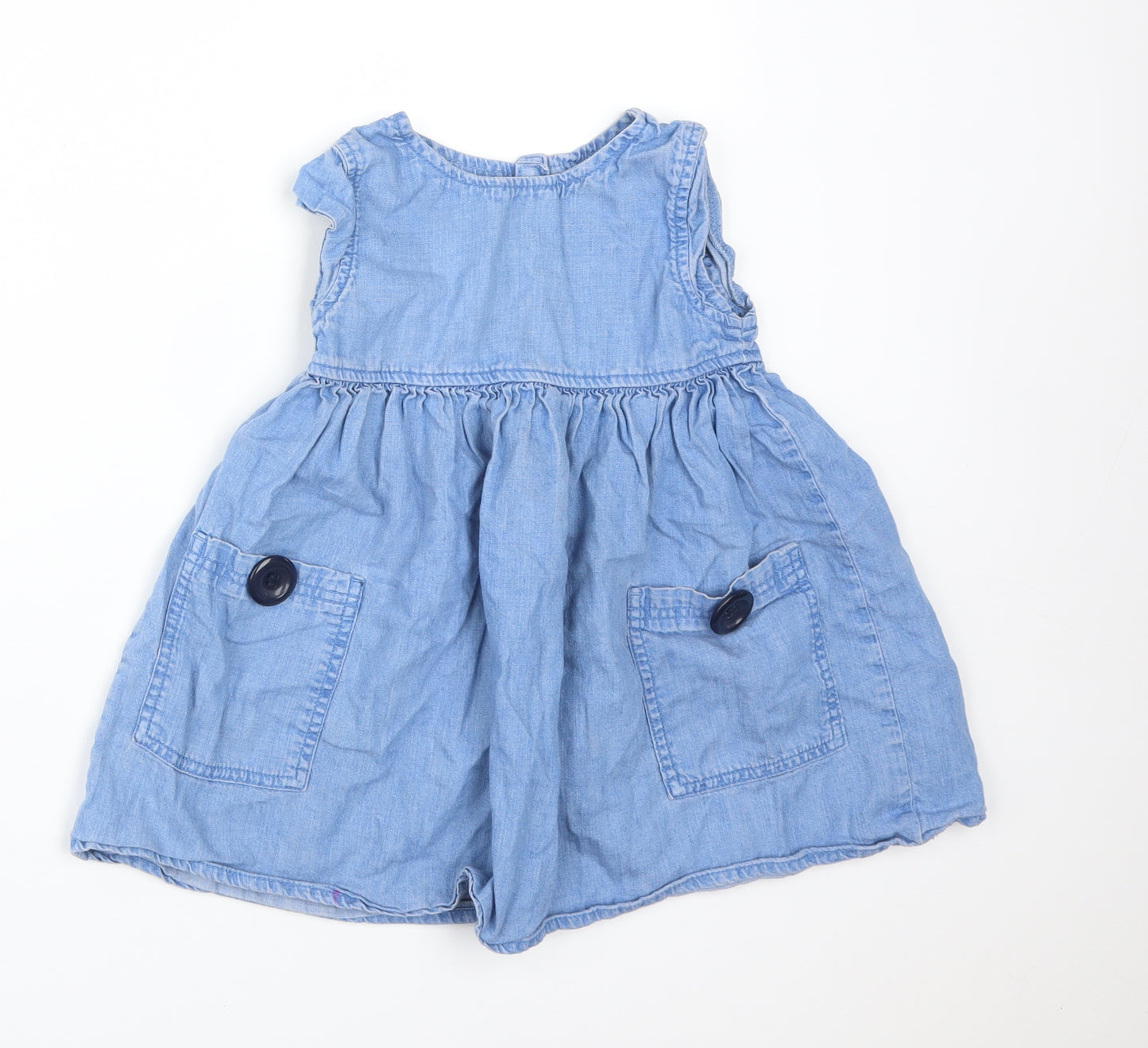 NEXT Girls Blue  Cotton A-Line  Size 3-4 Years  Round Neck