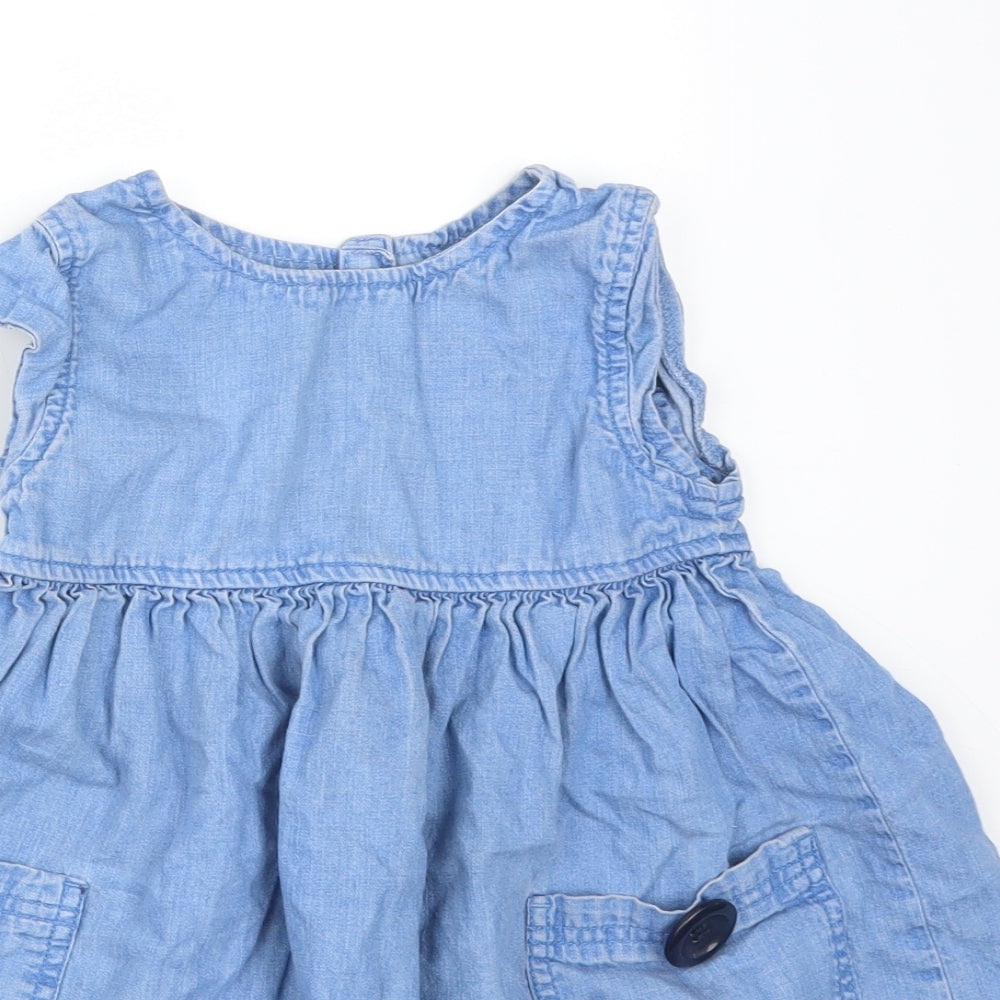 NEXT Girls Blue  Cotton A-Line  Size 3-4 Years  Round Neck