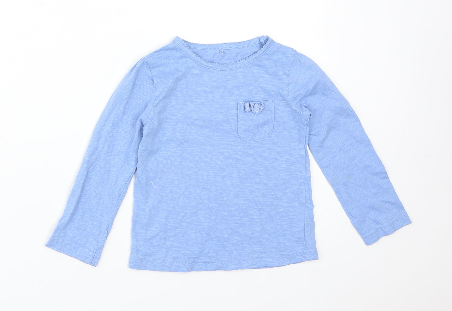George Girls Blue  Cotton Basic T-Shirt Size 18-24 Months Round Neck
