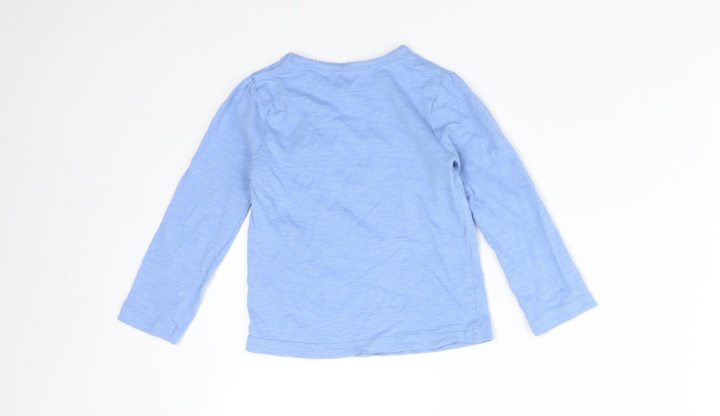 George Girls Blue  Cotton Basic T-Shirt Size 18-24 Months Round Neck