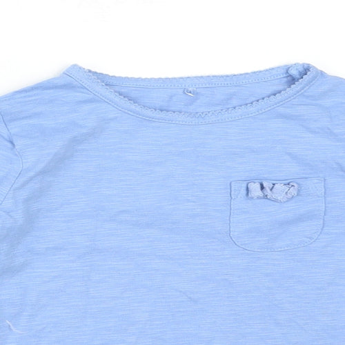 George Girls Blue  Cotton Basic T-Shirt Size 18-24 Months Round Neck