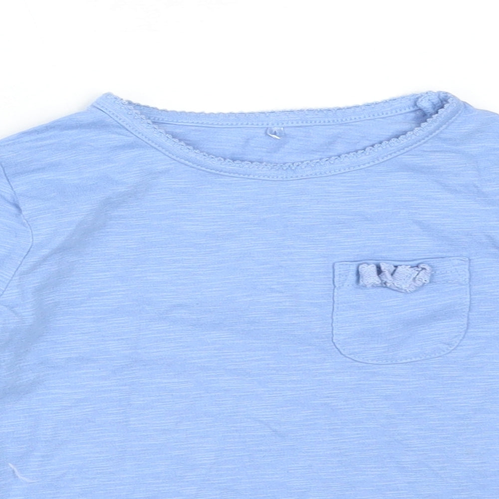 George Girls Blue  Cotton Basic T-Shirt Size 18-24 Months Round Neck