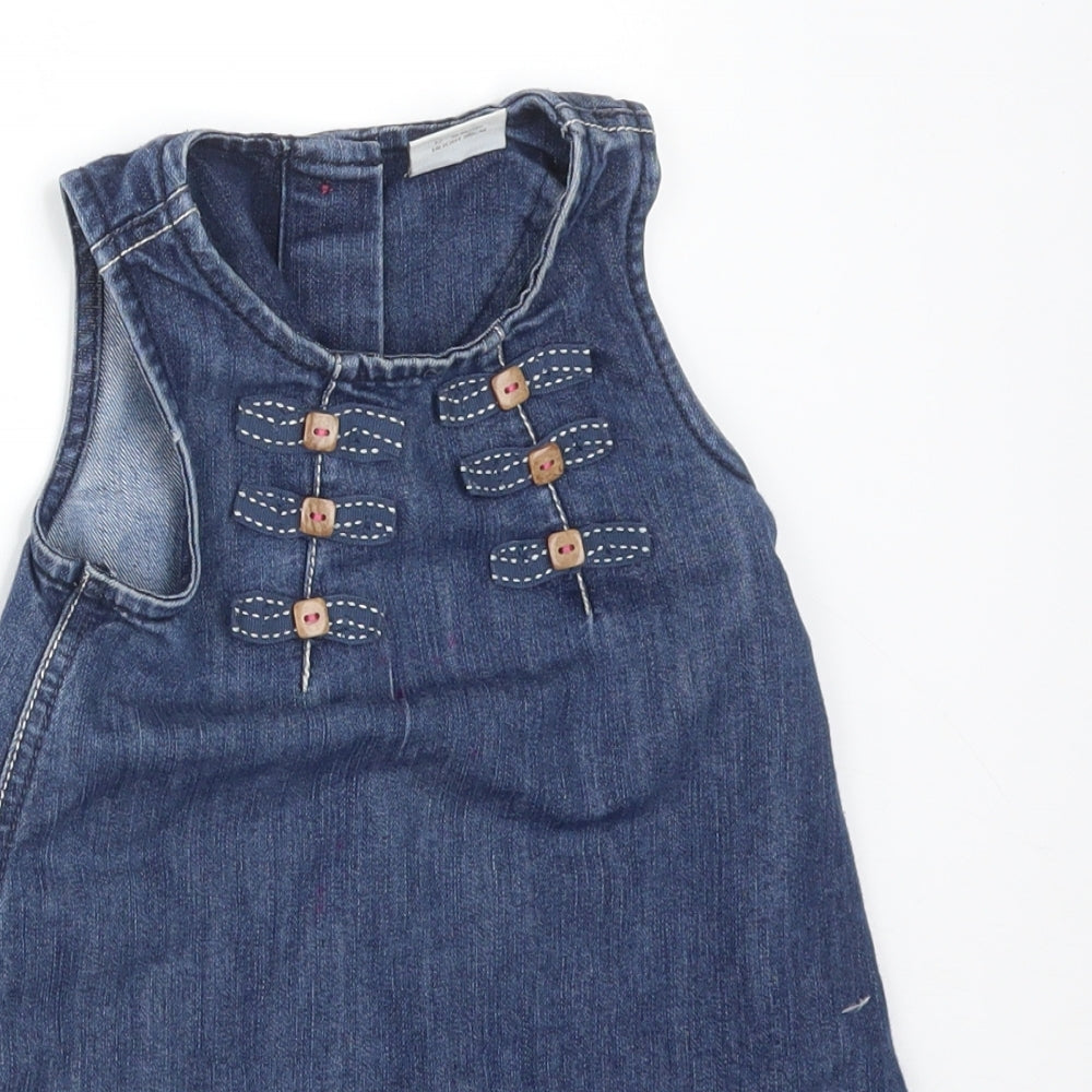 NEXT Girls Blue  Cotton A-Line  Size 12-18 Months  Round Neck