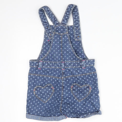 Matalan Girls Blue Polka Dot Cotton Dungaree One-Piece Size 2-3 Years