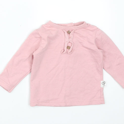 CHICK PEA Girls Pink  Cotton Basic T-Shirt Size 6-9 Months Round Neck