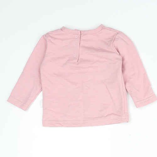 CHICK PEA Girls Pink  Cotton Basic T-Shirt Size 6-9 Months Round Neck