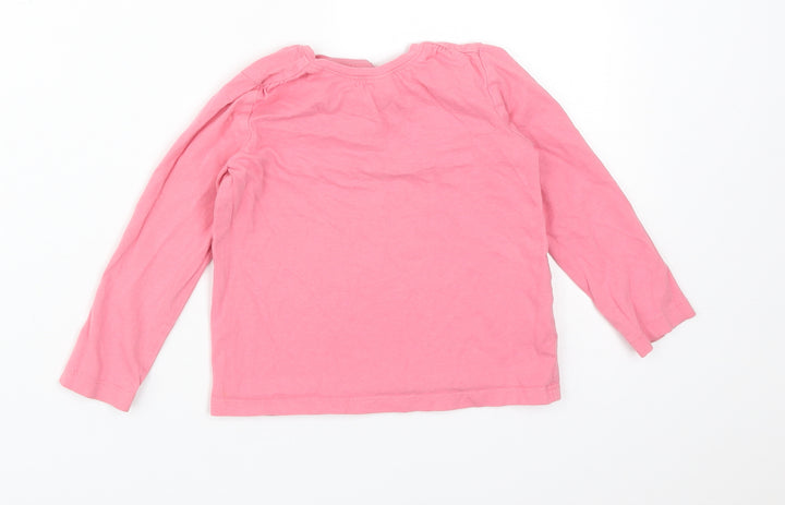 NEXT Girls Pink  Cotton Basic T-Shirt Size 18-24 Months Round Neck