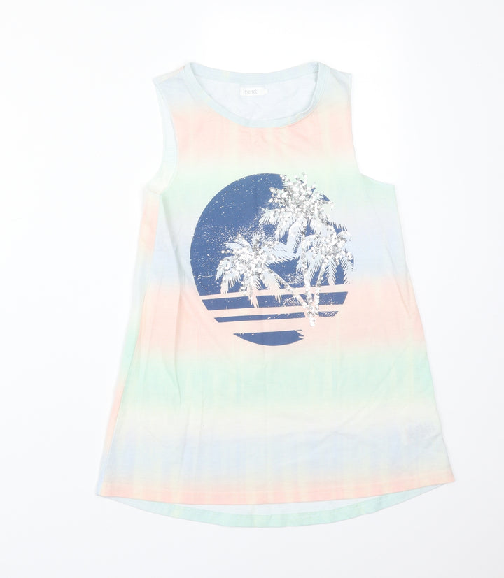 NEXT Girls Multicoloured Polyester Basic Tank Size 10 Years Round Neck - PALM TREES