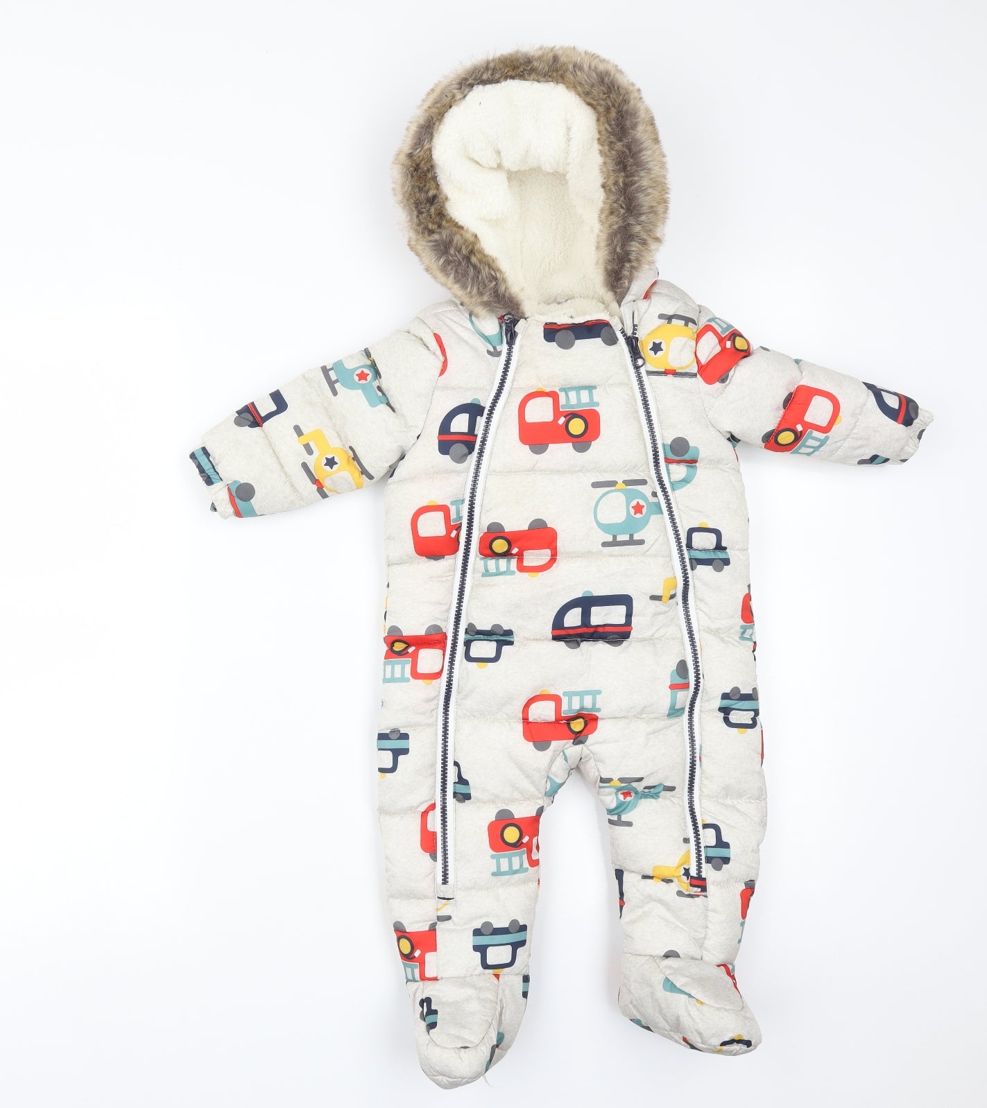 F&F Boys Beige   Overcoat Coat Size 9-12 Months    - CARS