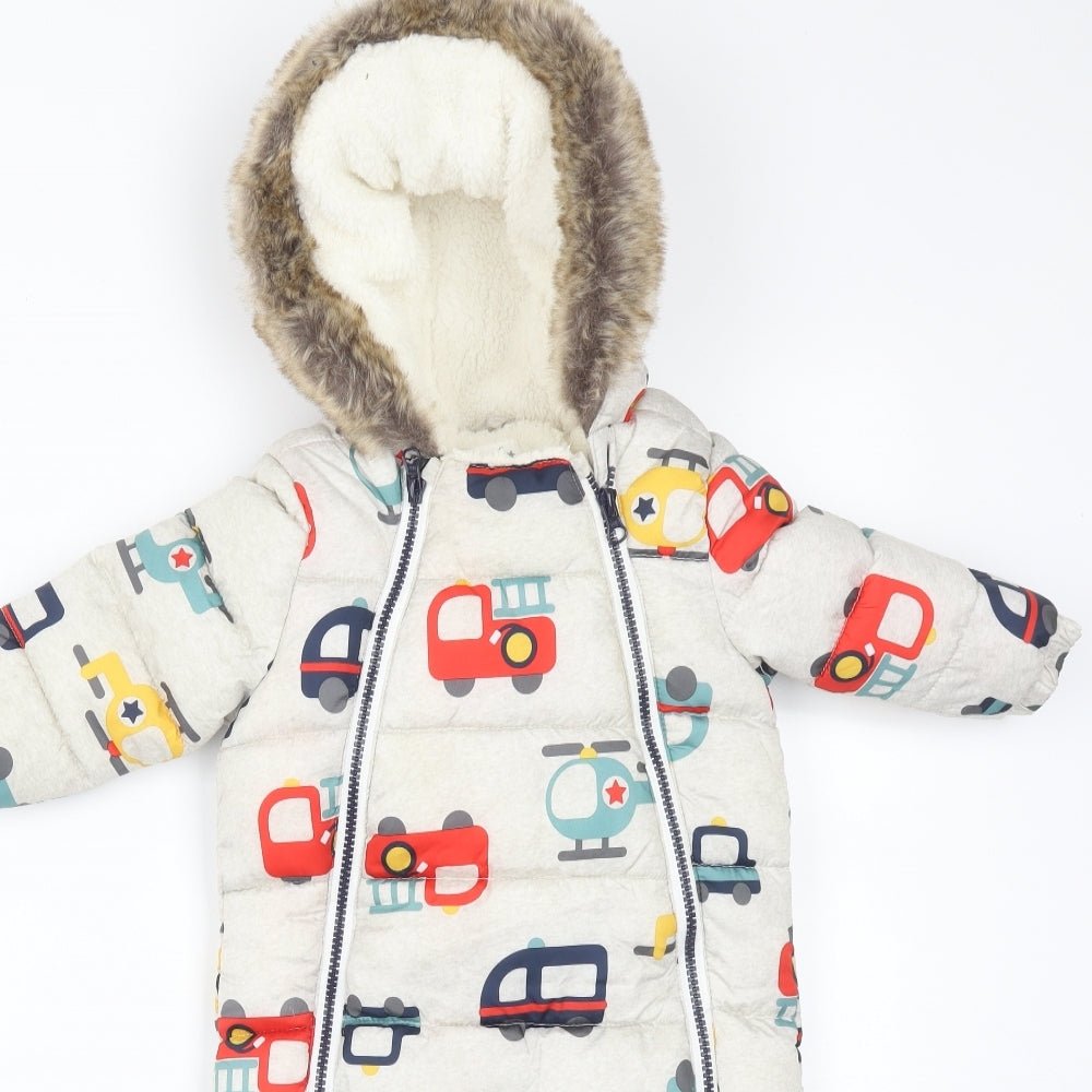 F&F Boys Beige   Overcoat Coat Size 9-12 Months    - CARS