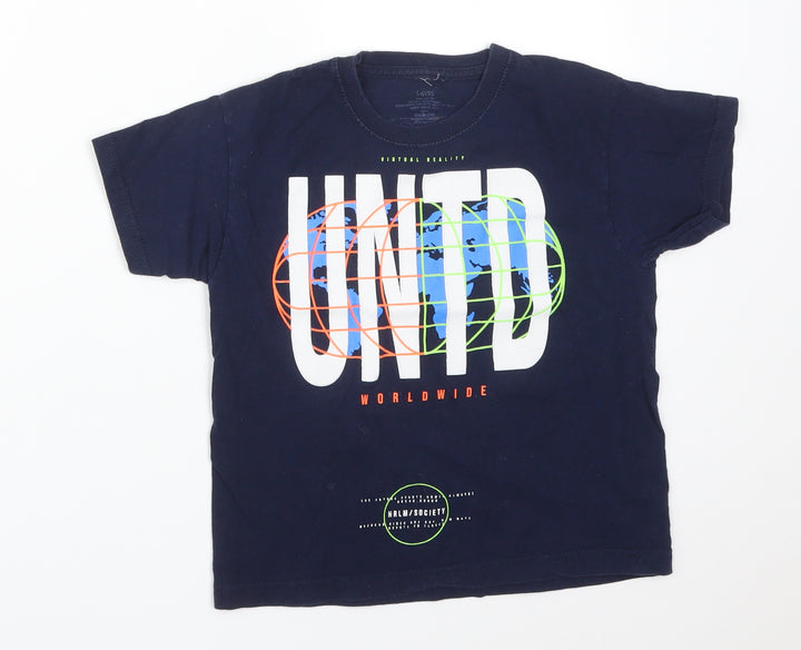 Preworn Boys Blue  Cotton Basic T-Shirt Size 5-6 Years Crew Neck  - UNTED WORLDWIDE