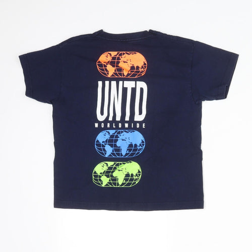 Preworn Boys Blue  Cotton Basic T-Shirt Size 5-6 Years Crew Neck  - UNTED WORLDWIDE