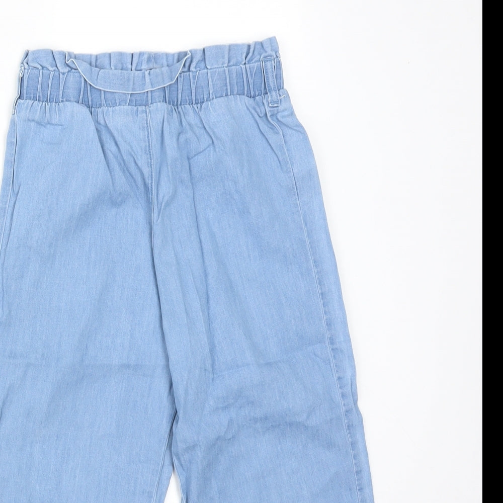 M&Co Girls Blue  Cotton  Trousers Size 6-7 Years  Regular
