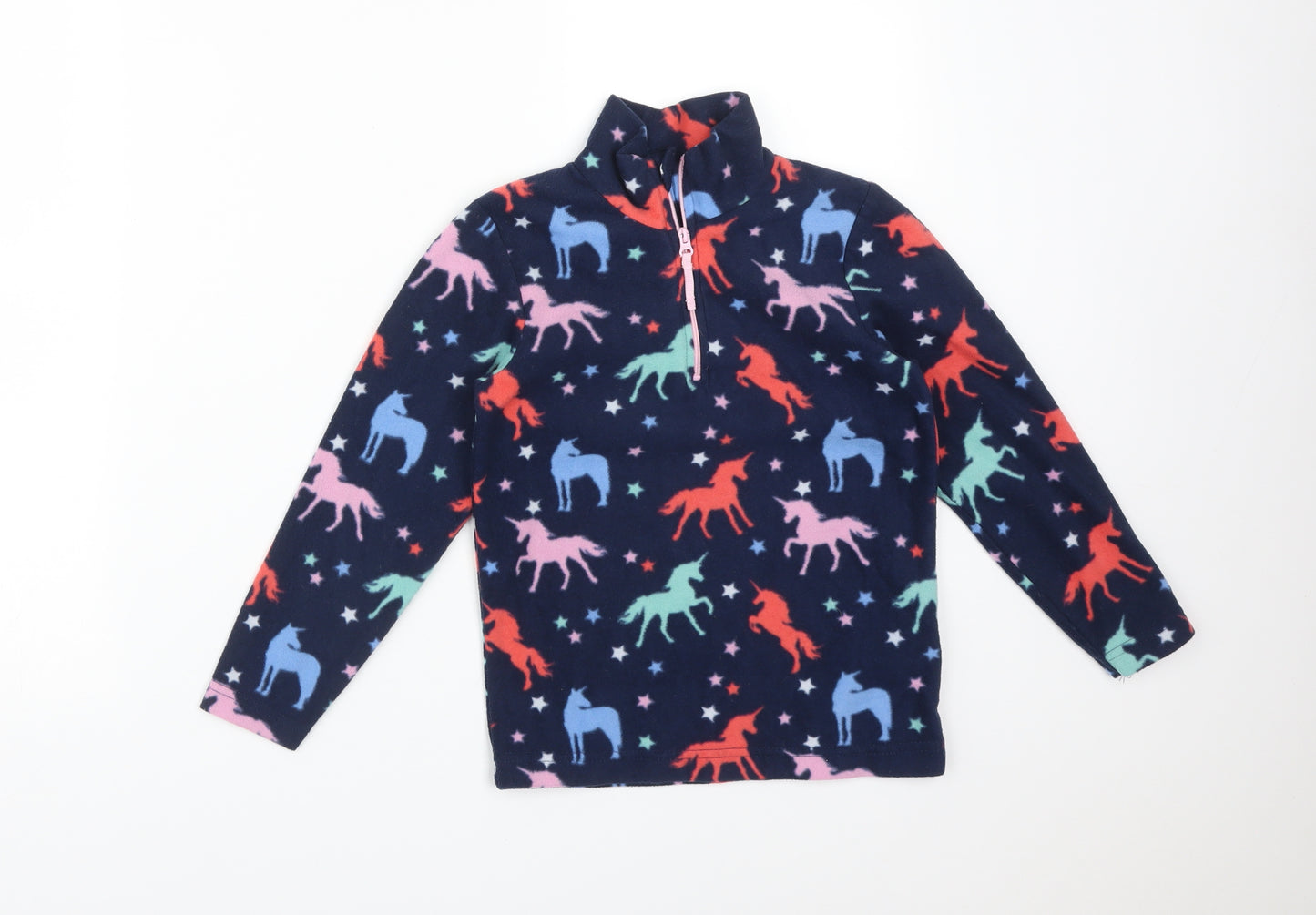 Mountain Warehouse Girls Multicoloured High Neck Animal Print Polyester Pullover Jumper Size 5-6 Years   - UNICORN