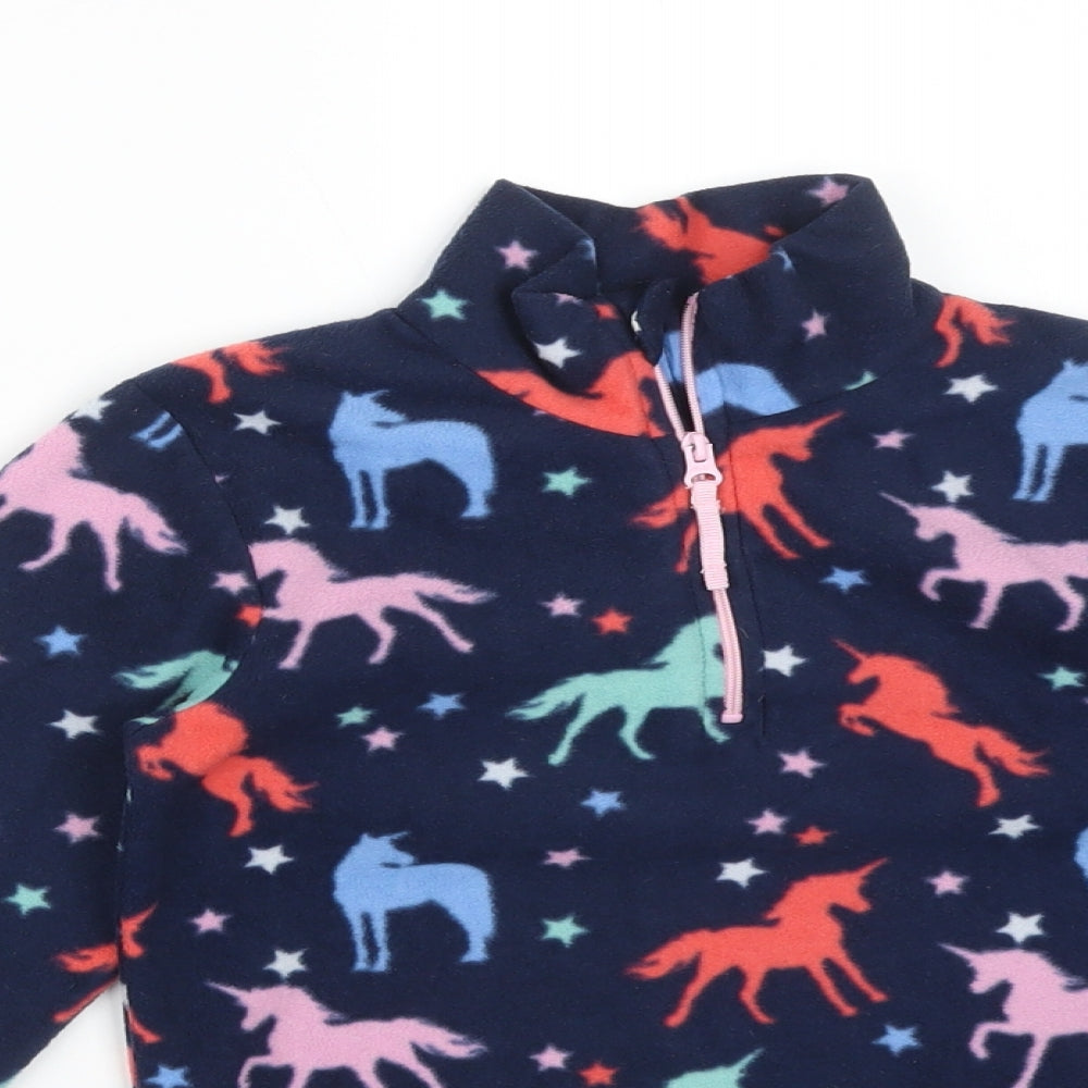 Mountain Warehouse Girls Multicoloured High Neck Animal Print Polyester Pullover Jumper Size 5-6 Years   - UNICORN