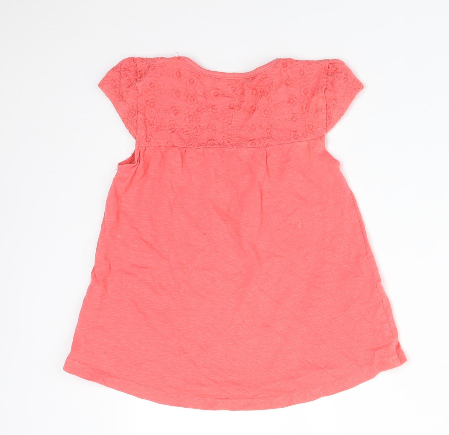 Nutmeg Girls Pink Floral Cotton Basic T-Shirt Size 4-5 Years Round Neck