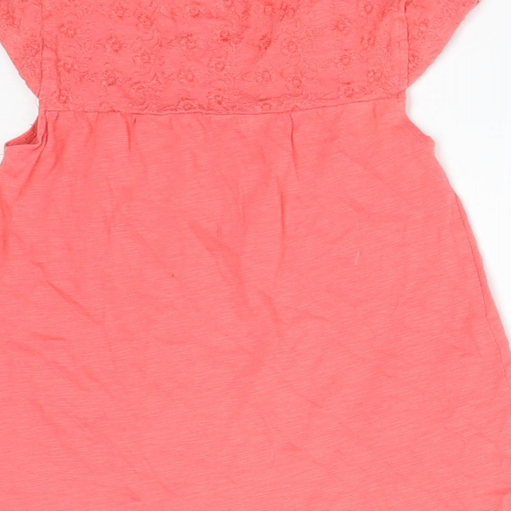 Nutmeg Girls Pink Floral Cotton Basic T-Shirt Size 4-5 Years Round Neck