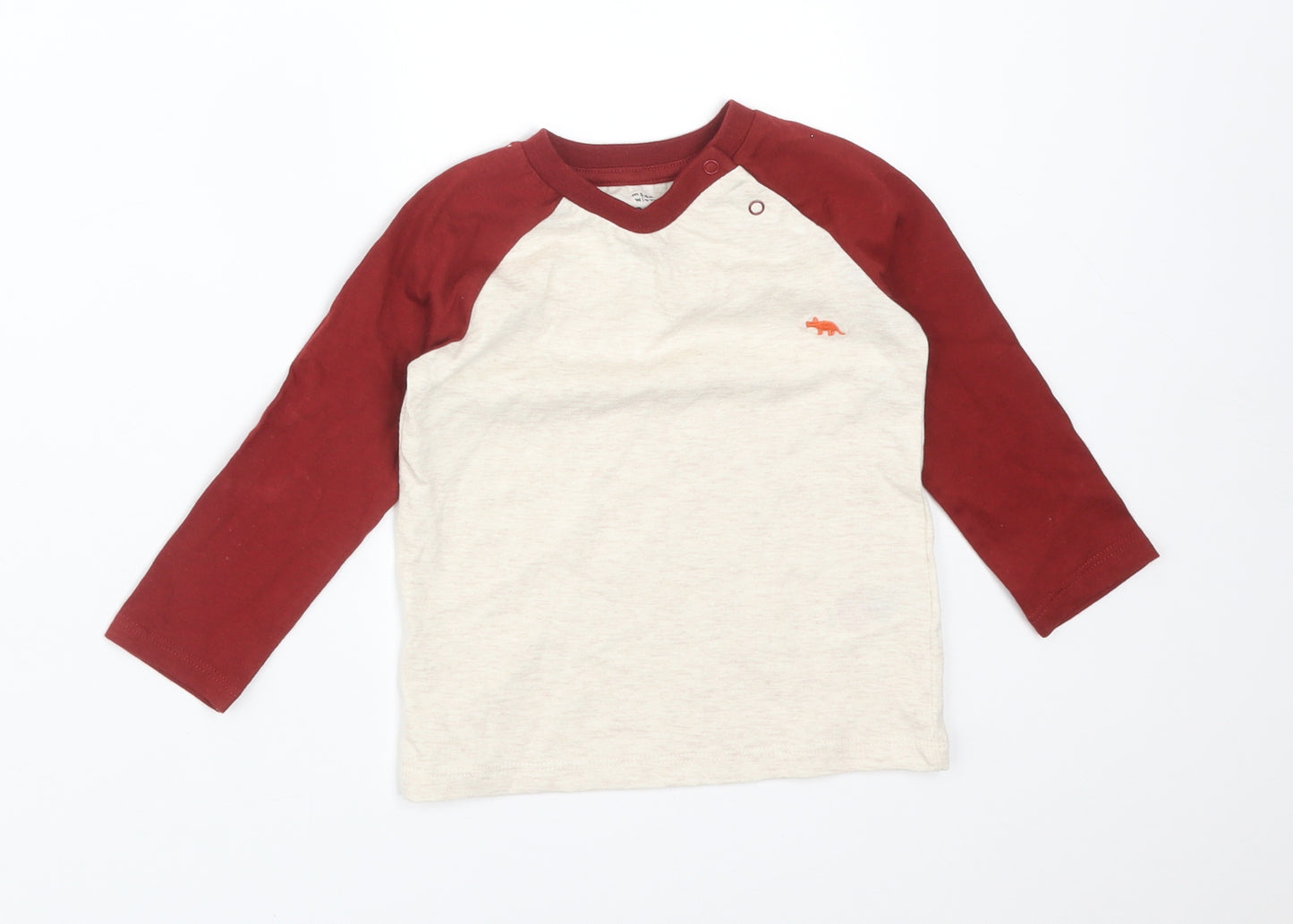 FRED&FLO Boys Multicoloured Colourblock Cotton Basic T-Shirt Size 6-9 Months Crew Neck