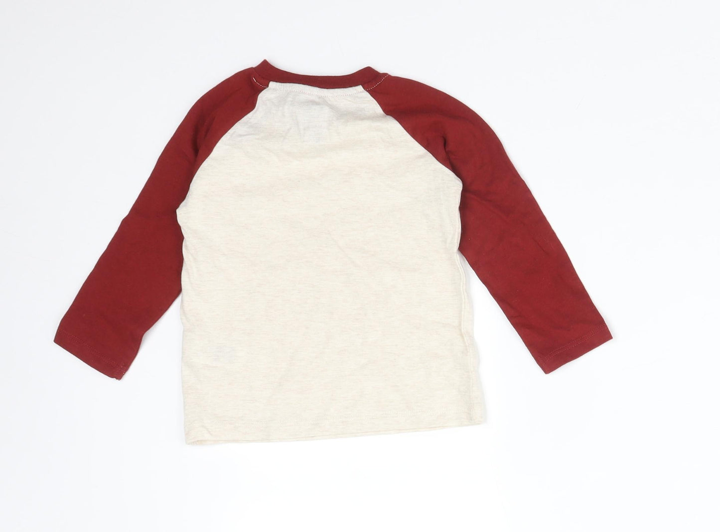 FRED&FLO Boys Multicoloured Colourblock Cotton Basic T-Shirt Size 6-9 Months Crew Neck