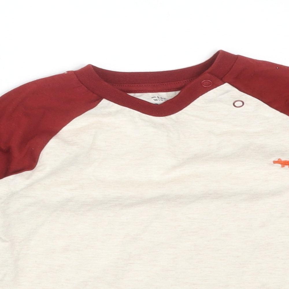 FRED&FLO Boys Multicoloured Colourblock Cotton Basic T-Shirt Size 6-9 Months Crew Neck