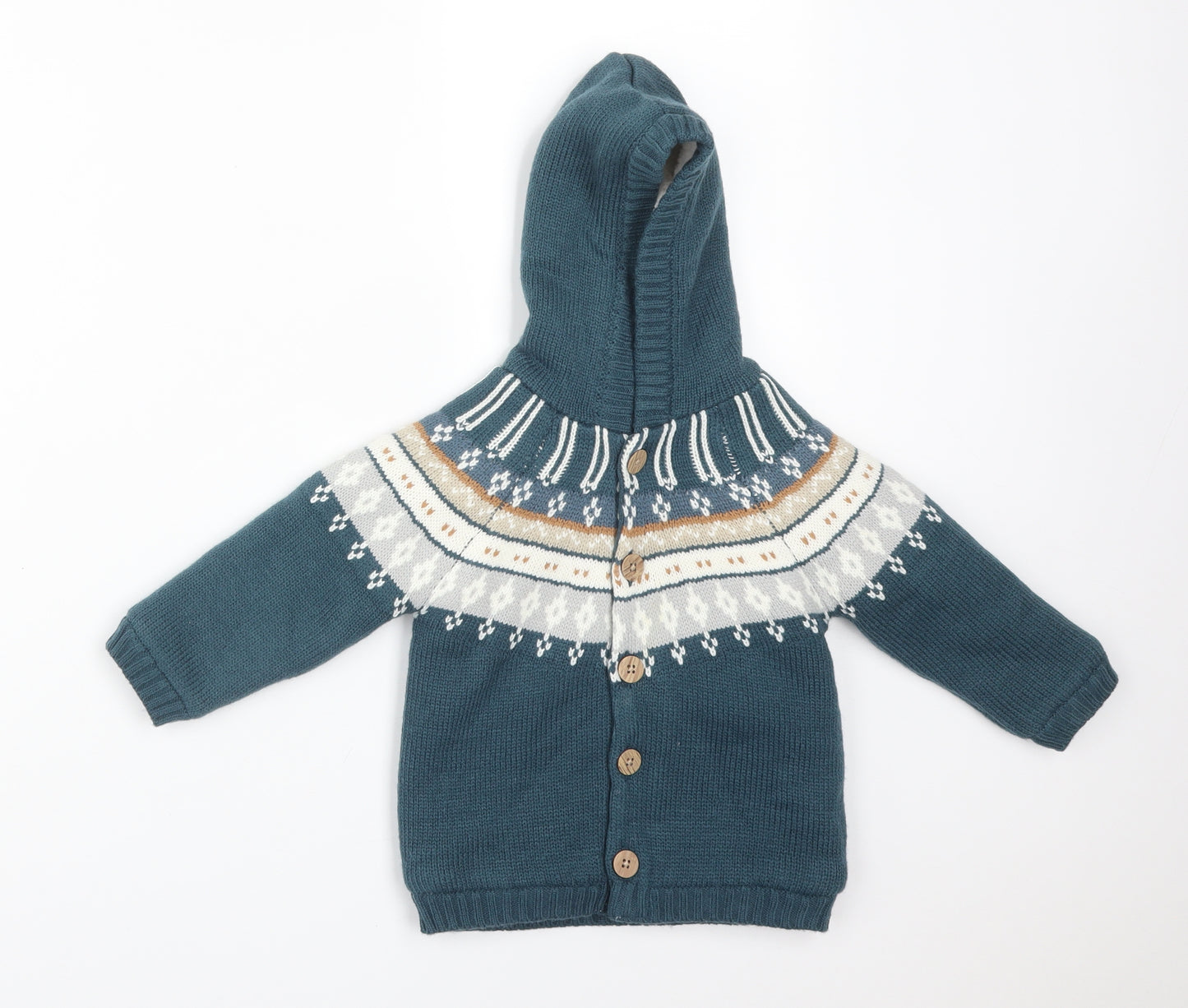 Nutmeg Boys Green Fair Isle  Jacket  Size 9-12 Months