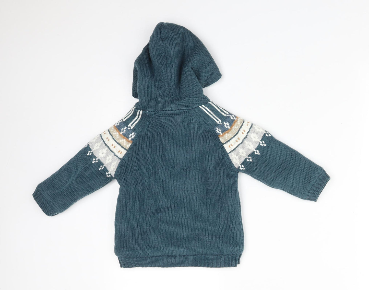 Nutmeg Boys Green Fair Isle  Jacket  Size 9-12 Months