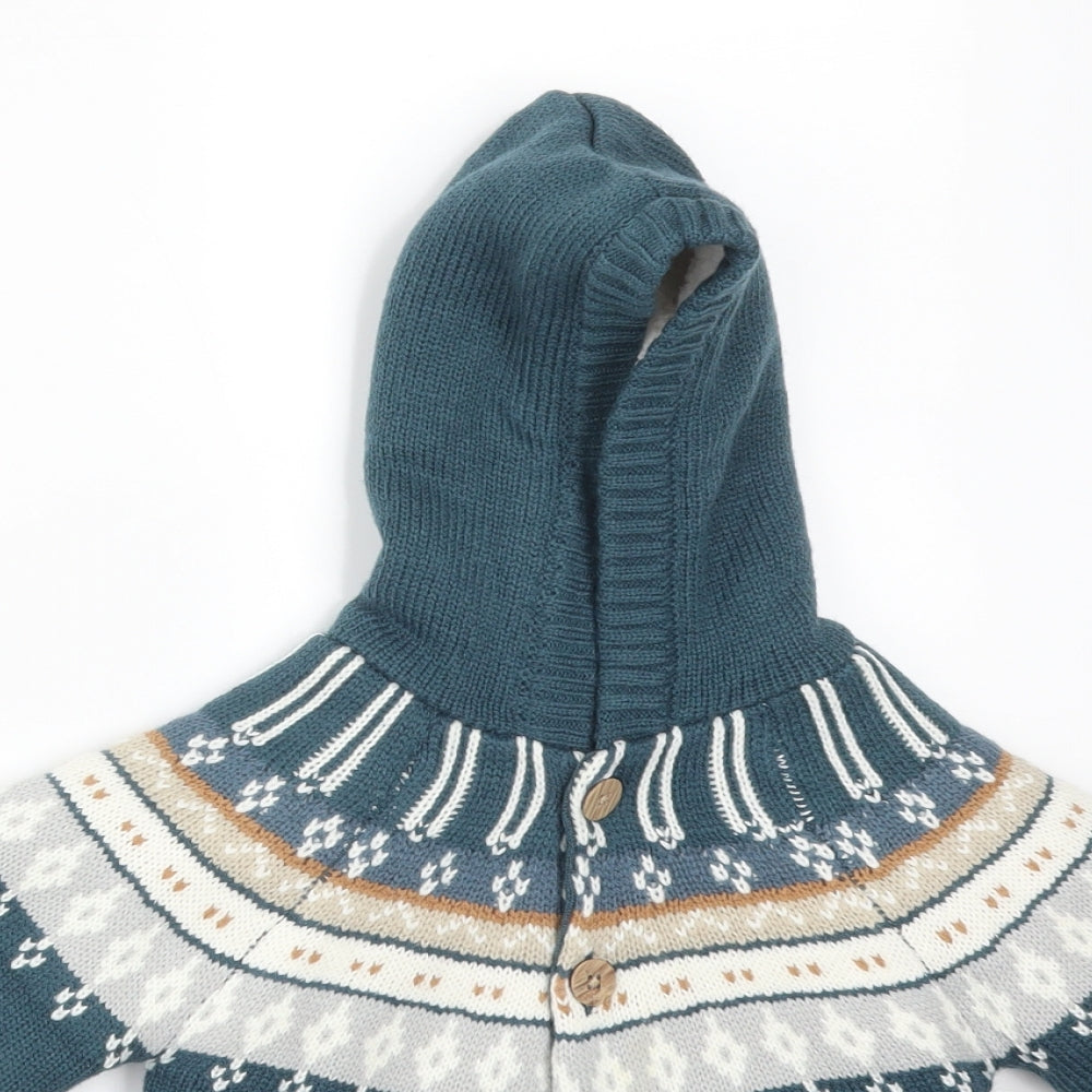 Nutmeg Boys Green Fair Isle  Jacket  Size 9-12 Months