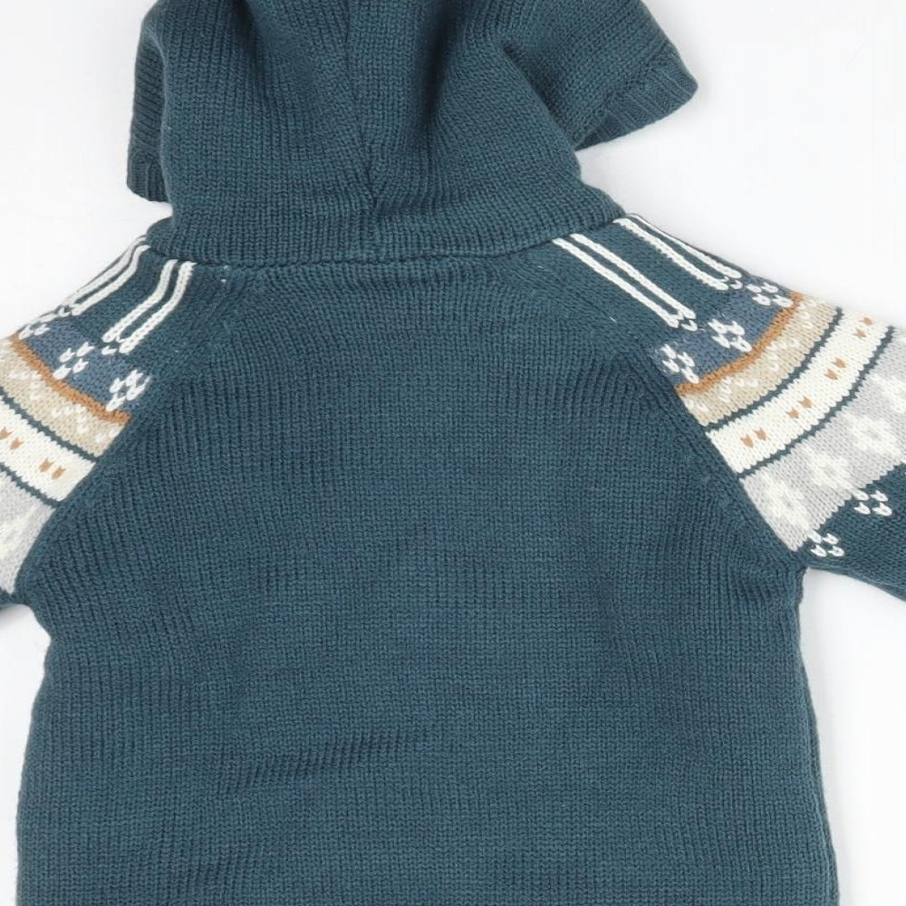 Nutmeg Boys Green Fair Isle  Jacket  Size 9-12 Months
