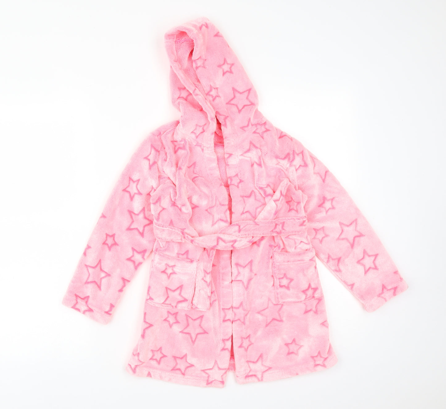 Matalan Girls Pink Solid Polyester  Robe Size 6-7 Years   - STARS