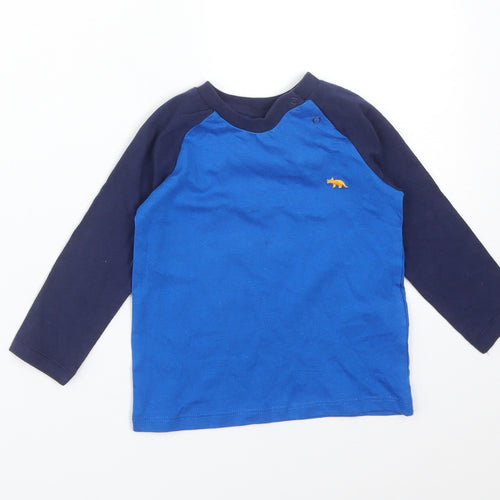 F&F Boys Blue Colourblock Cotton Basic T-Shirt Size 9-12 Months Crew Neck
